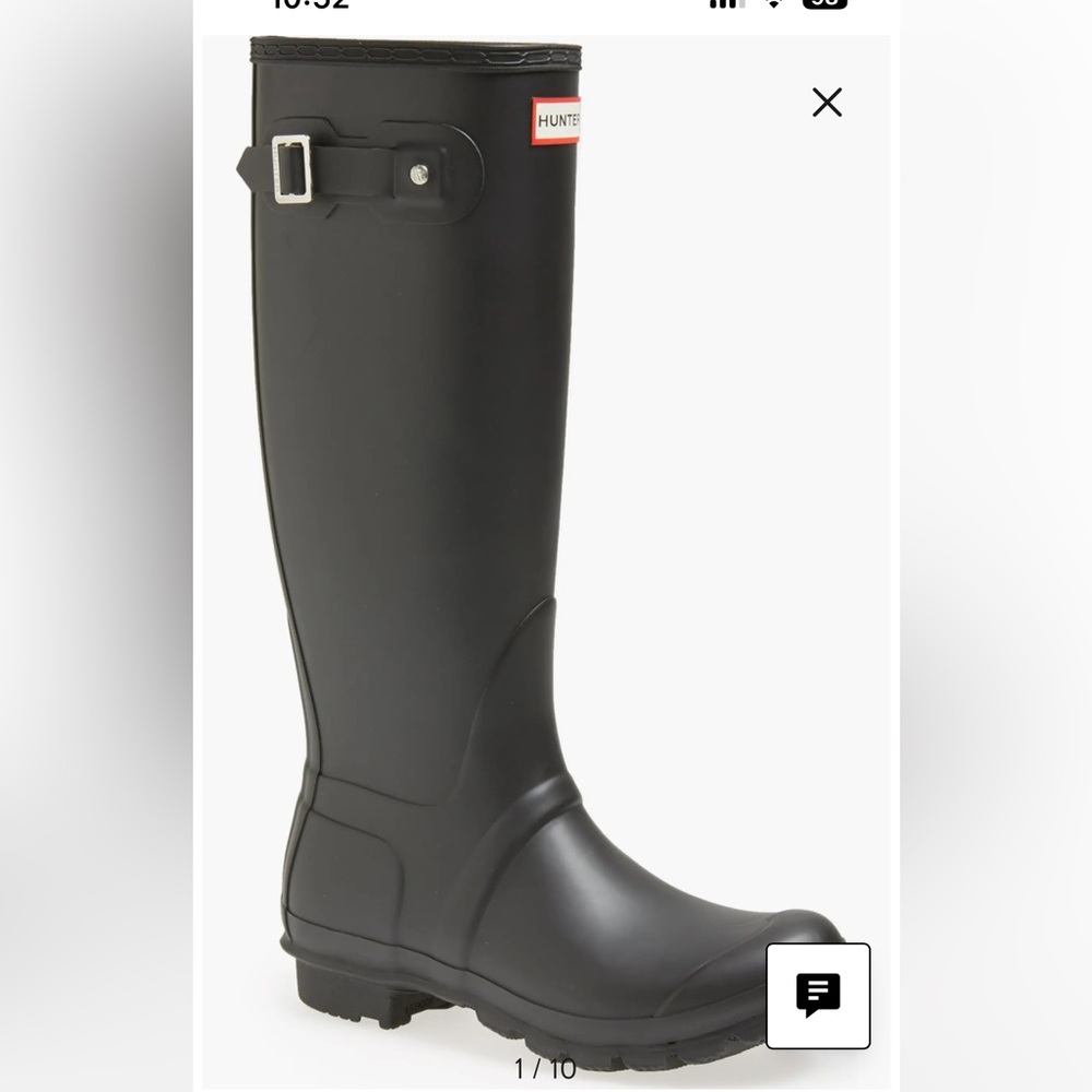 Hunter Women’s Tall Classic Matte Black Rain Boots - 6